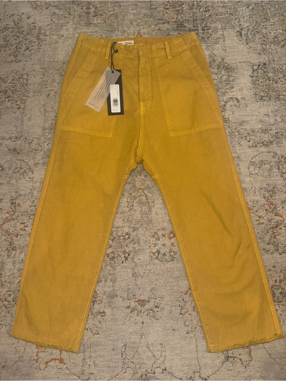 Women’s Mustard Carpenter Pants Nili Lotan NWT 00 Luna Pant Tuscan Yellow W26